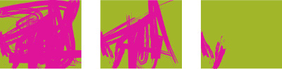 Logo - Wilde magenta Pinselstriche auf grünem Hintergrund
